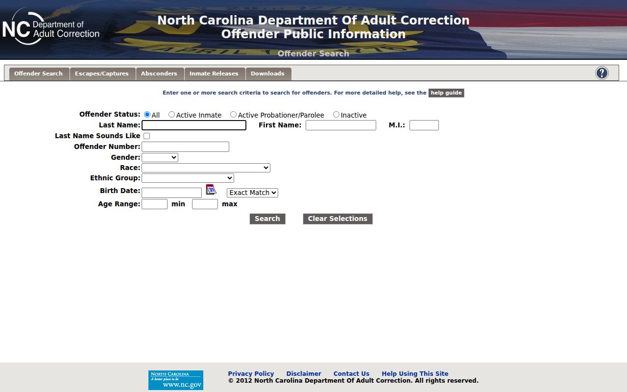 Alleghany County arrest history state prison probation and parole search