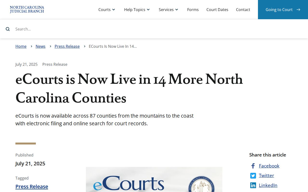 Alleghany County criminal court eCourts launch notice