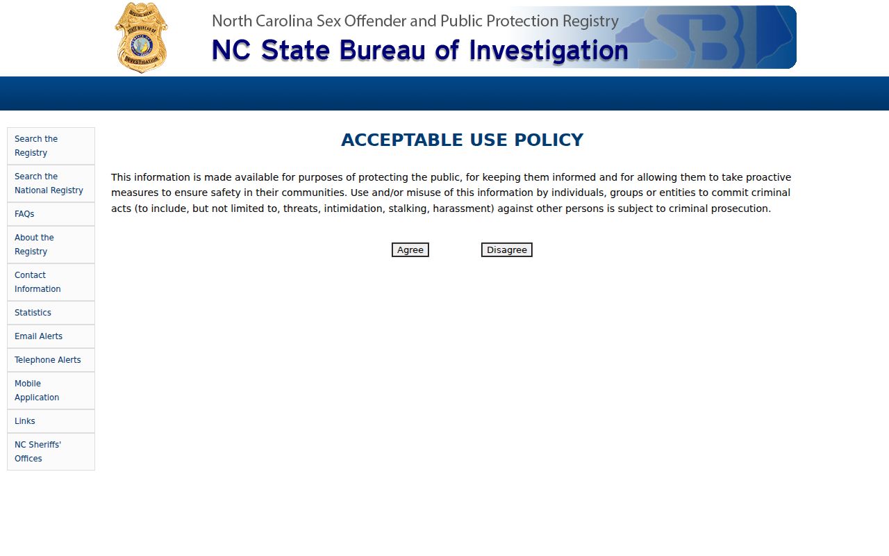 Alleghany County sex offender registry search controls